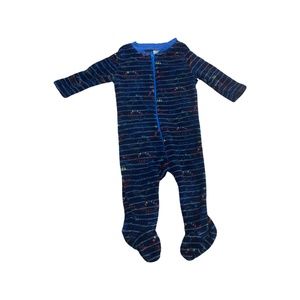 Navy Dino Zip Footie for Baby Boy 3-6 Months